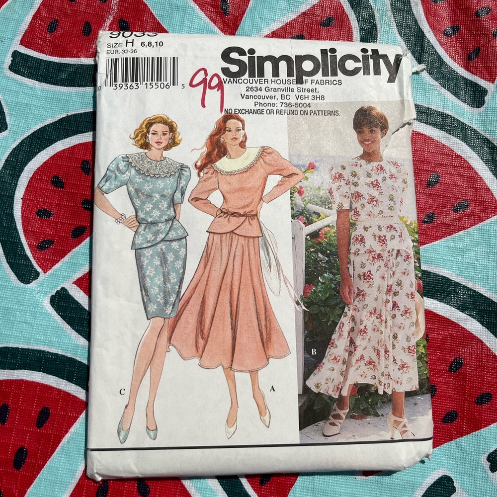 Simplicity Vintage 90s Dress Pattern - UNCUT and WITH INSTRUCTIONS